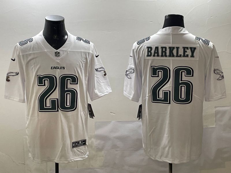 Men Philadelphia Eagles #26 Barkley White 2025 Nike Vapor Limited NFL Jersey style 1